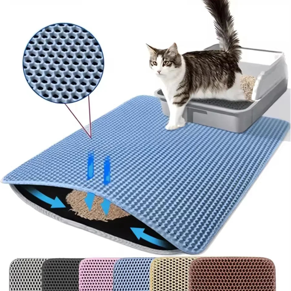 Alfombrilla Impermeable para Arenero de Gatos – Tapete Antideslizante Lavable con Doble Capa