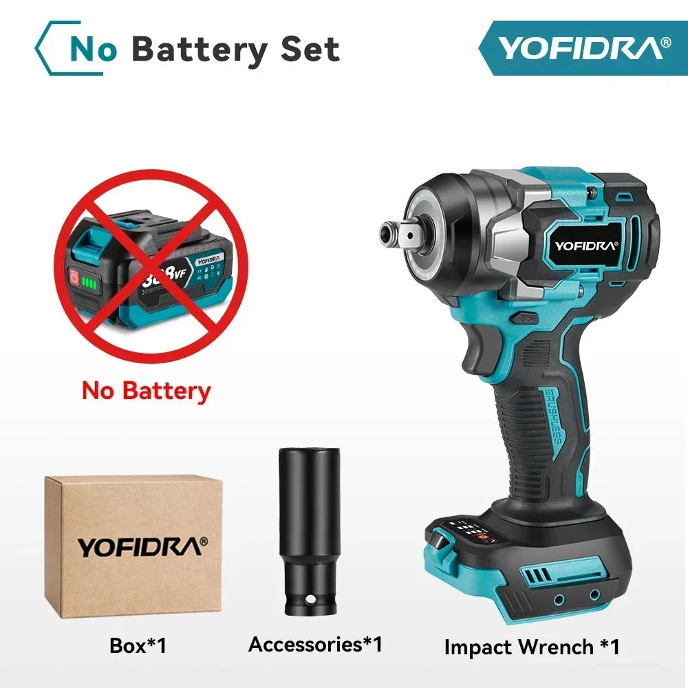 Llave de Impacto Eléctrica Sin Escobillas 1200 N·m — 5 Velocidades, 1/2", Compatible Batería Makita 18V
