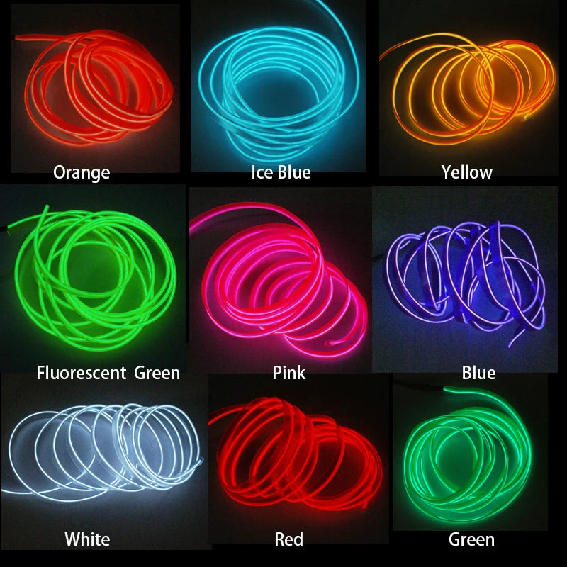 Tira LED 1M para Interior Auto - Luz Neón Flexible con Controlador USB DIY