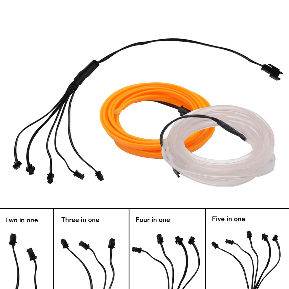 Tira LED 1M para Interior Auto - Luz Neón Flexible con Controlador USB DIY