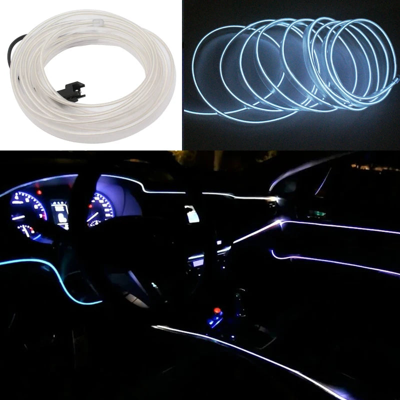 Tira LED 1M para Interior Auto - Luz Neón Flexible con Controlador USB DIY