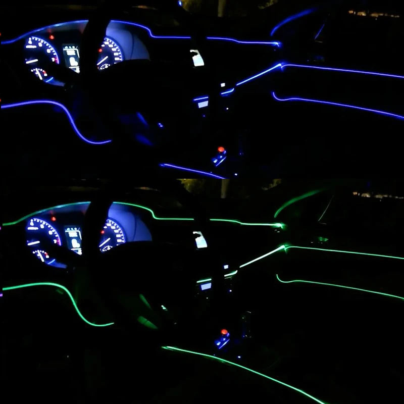Tira LED 1M para Interior Auto - Luz Neón Flexible con Controlador USB DIY