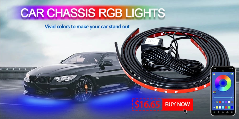 Tira LED RGB Ambiental para Interior de Auto — Control por App, Música y Mando a Distancia