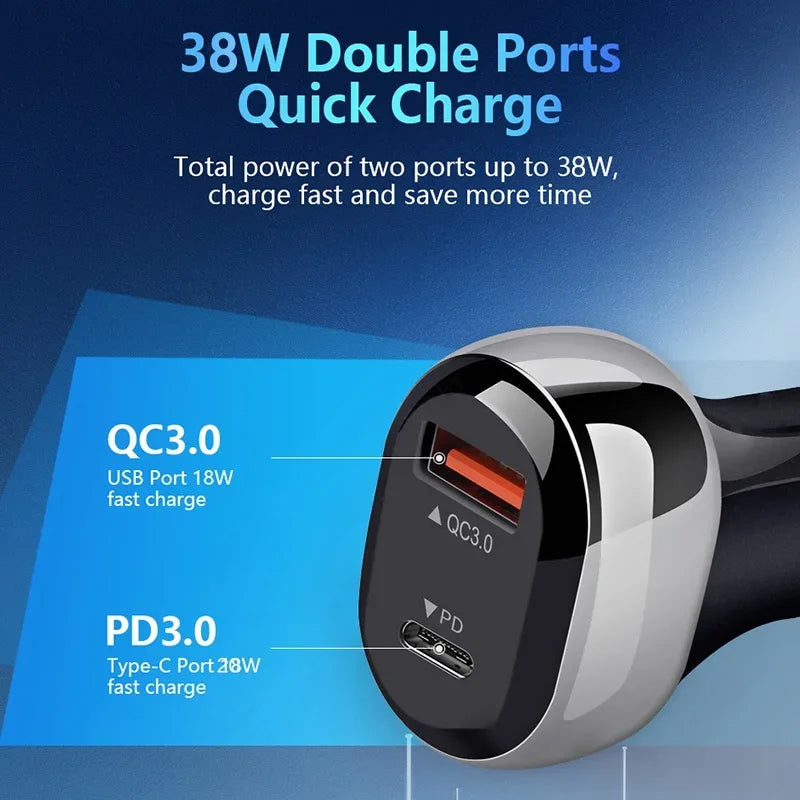 Cargador USB Dual para Auto 3.1A con Pantalla LCD — Voltímetro 12V/24V