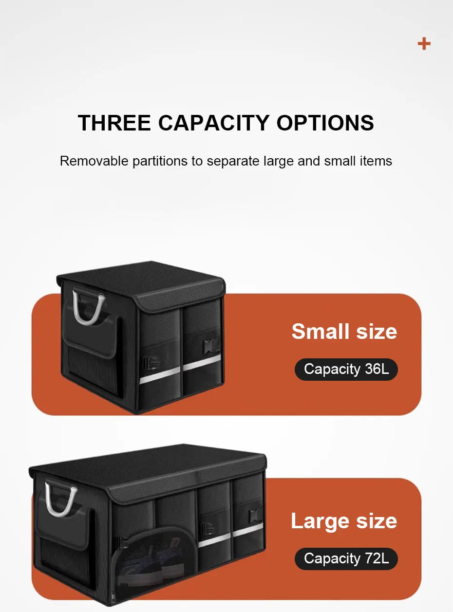 Caja Organizadora de Maletero Plegable — Tela Oxford Impermeable, 36L / 72L / 110L