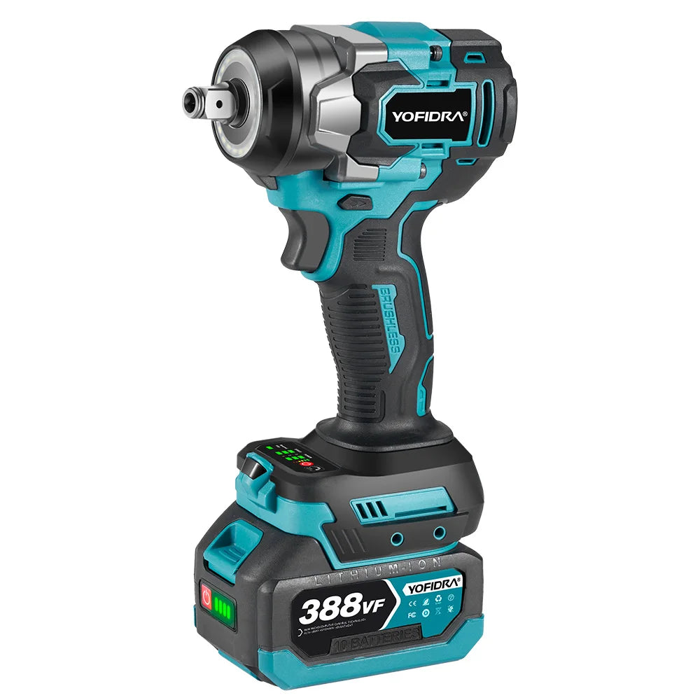 Llave de Impacto Eléctrica Sin Escobillas 1200 N·m — 5 Velocidades, 1/2", Compatible Batería Makita 18V
