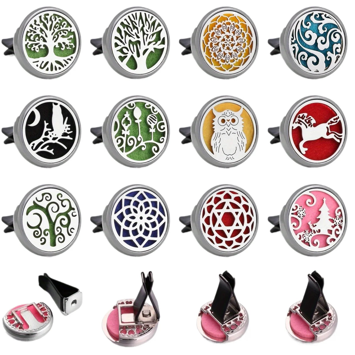 Difusor de Perfume Recargable para Auto — Clip Ventilación, Aromaterapia con 10 Almohadillas