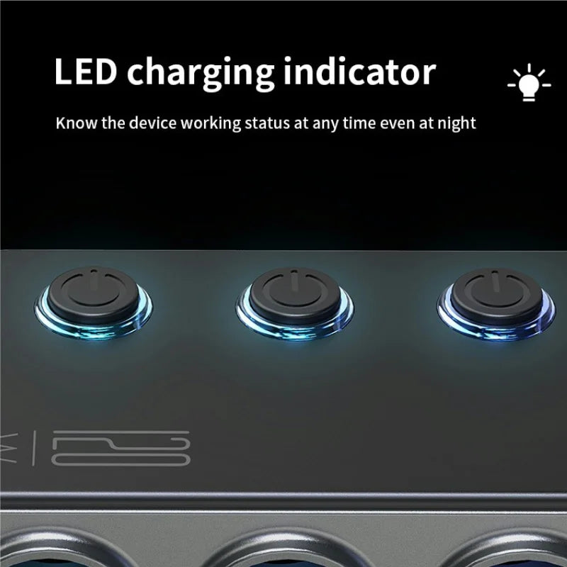 Adaptador Divisor para Auto — Cargador PD 35W + QC 3.0, USB-C y USB-A, 12V/24V