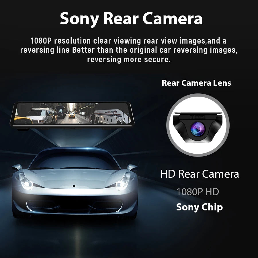 Cámara Dashcam 4K WiFi con Espejo Retrovisor 12" — Visión Trasera HD