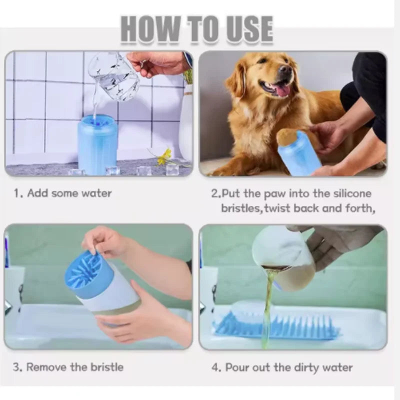 Limpiador de Patas para Perros y Gatos | Silicona Suave con Cubo Secador