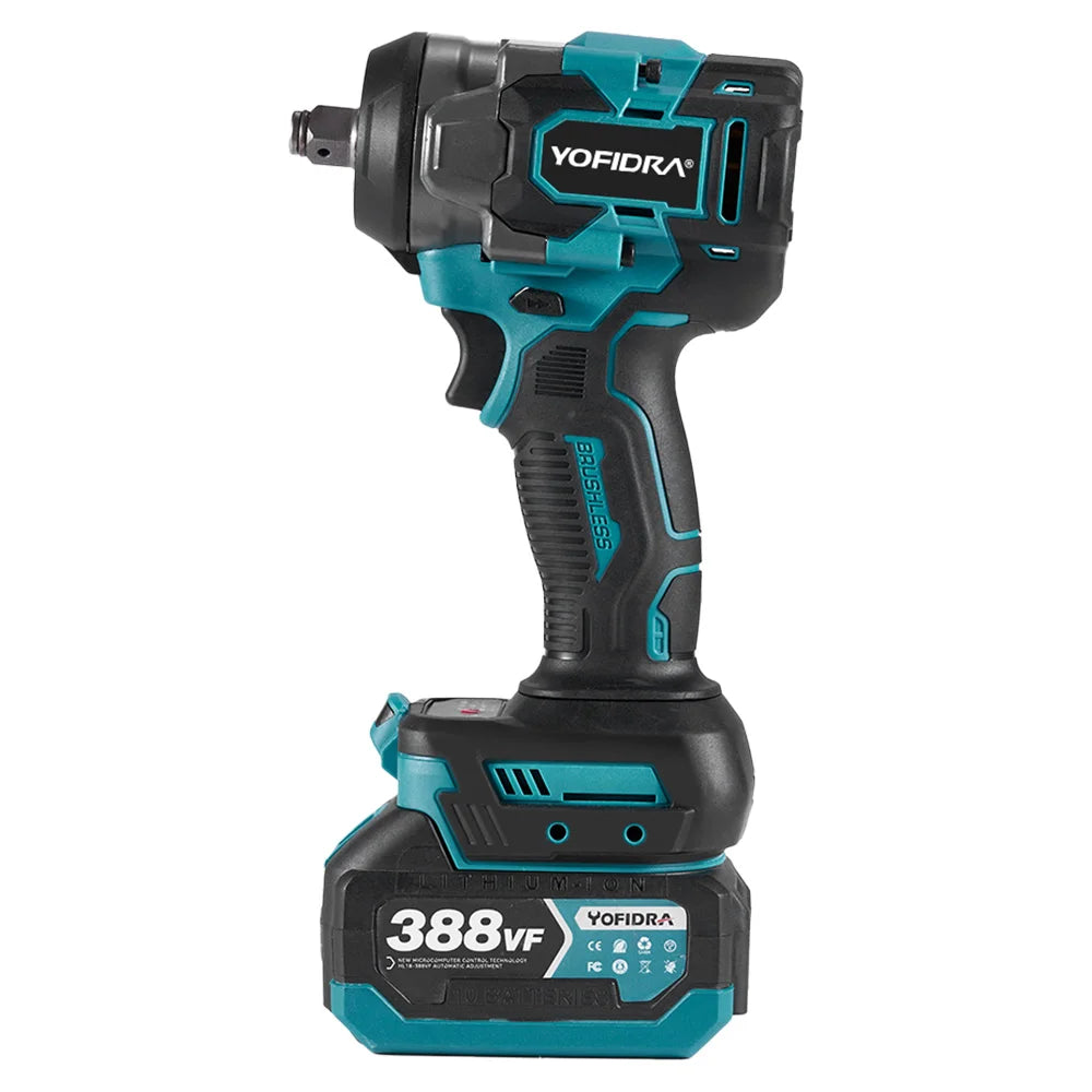 Llave de Impacto Eléctrica Sin Escobillas 1200 N·m — 5 Velocidades, 1/2", Compatible Batería Makita 18V