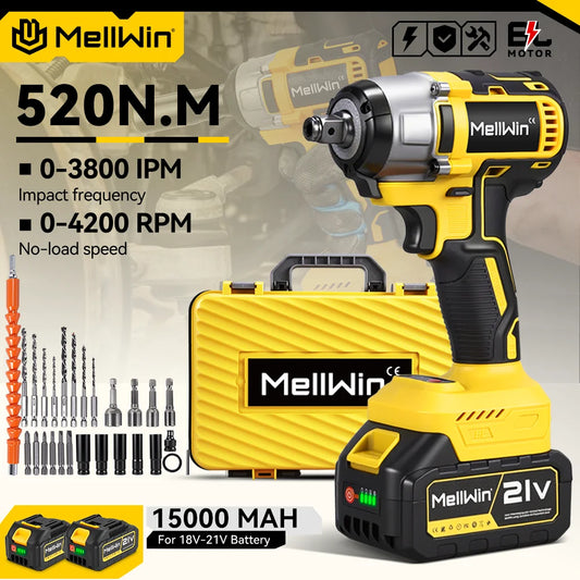 Llave Eléctrica 3 en 1 Sin Escobillas 520 N·m — Llave de Impacto + Destornillador + Taladro, Compatible Makita 18V