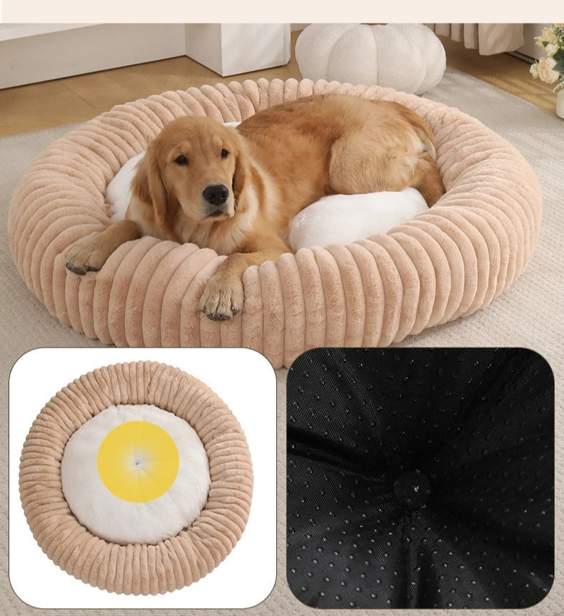 Nido de Lujo para Mascotas — Cama Circular de Felpa Gruesa