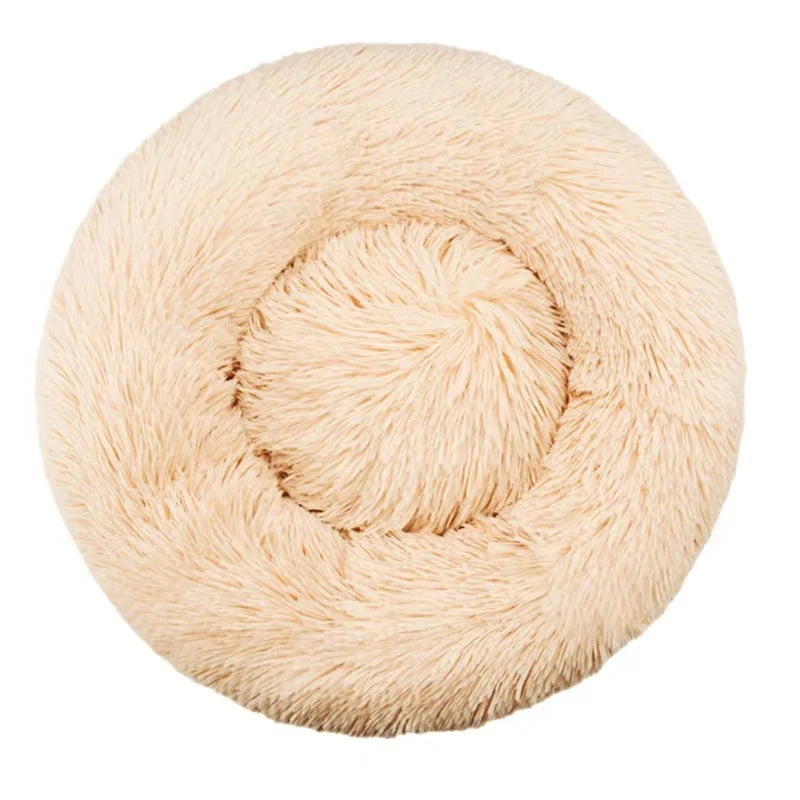 Cama Redonda de Felpa para Mascotas — Lavable, Tallas S a XL