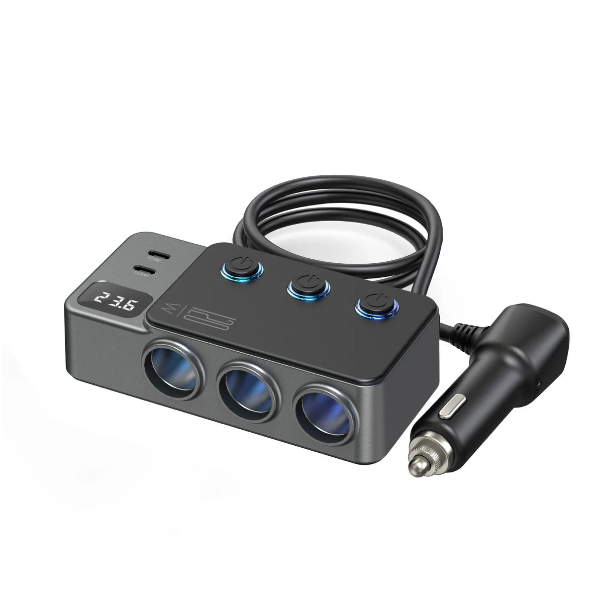 Adaptador Divisor para Auto — Cargador PD 35W + QC 3.0, USB-C y USB-A, 12V/24V