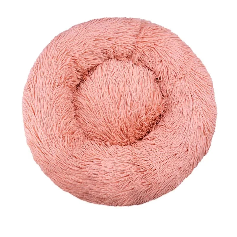 Cama Redonda de Felpa para Mascotas — Lavable, Tallas S a XL