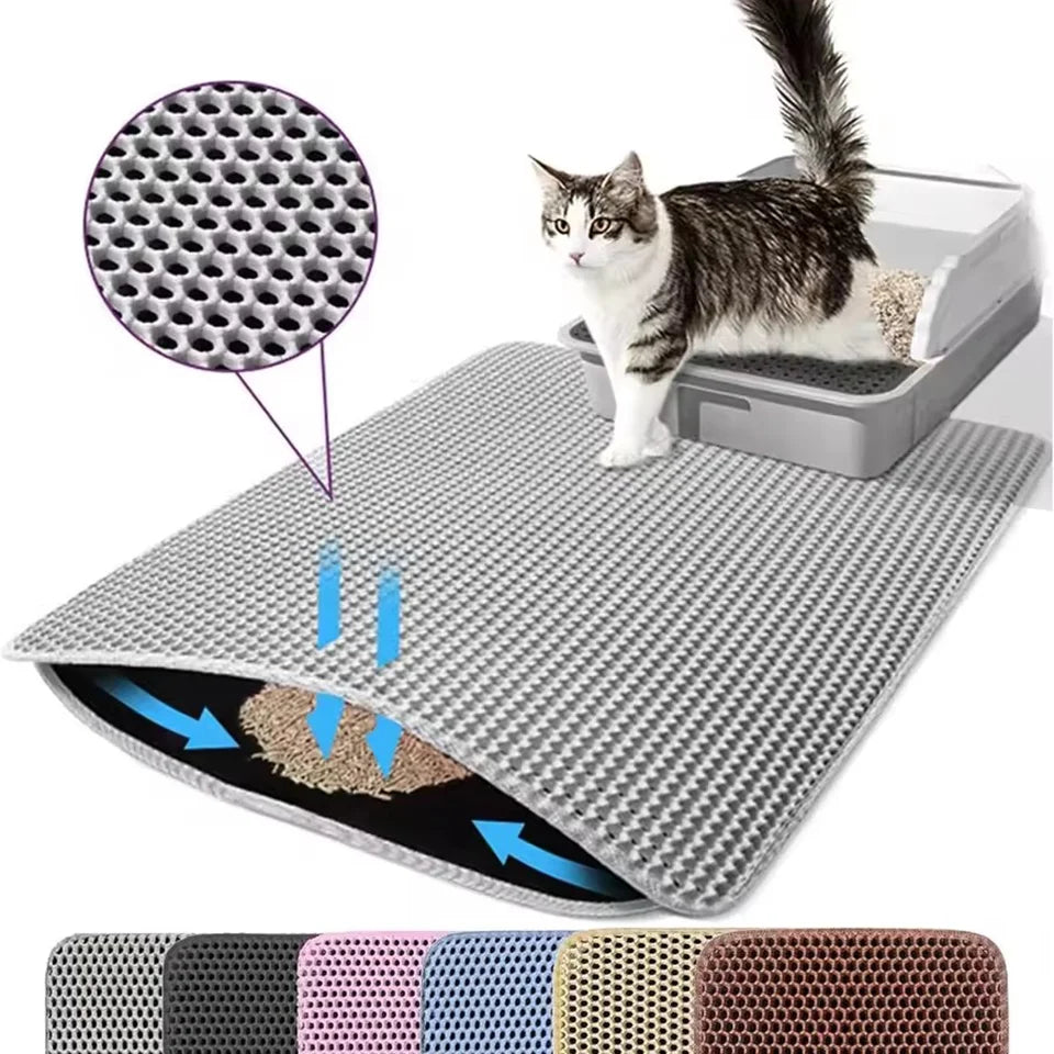 Alfombrilla Impermeable para Arenero de Gatos – Tapete Antideslizante Lavable con Doble Capa