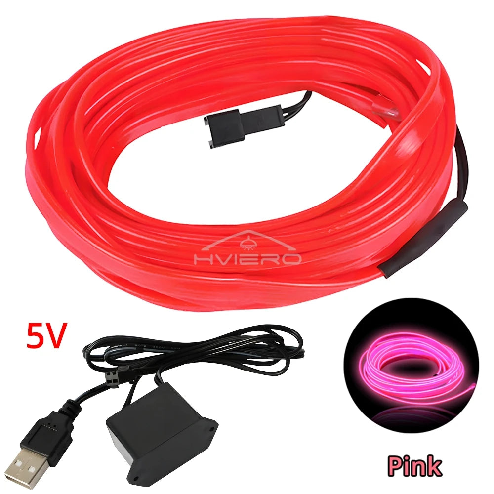Tira LED Interior Auto 1M-5M - Luz Neón Flexible USB Decorativa