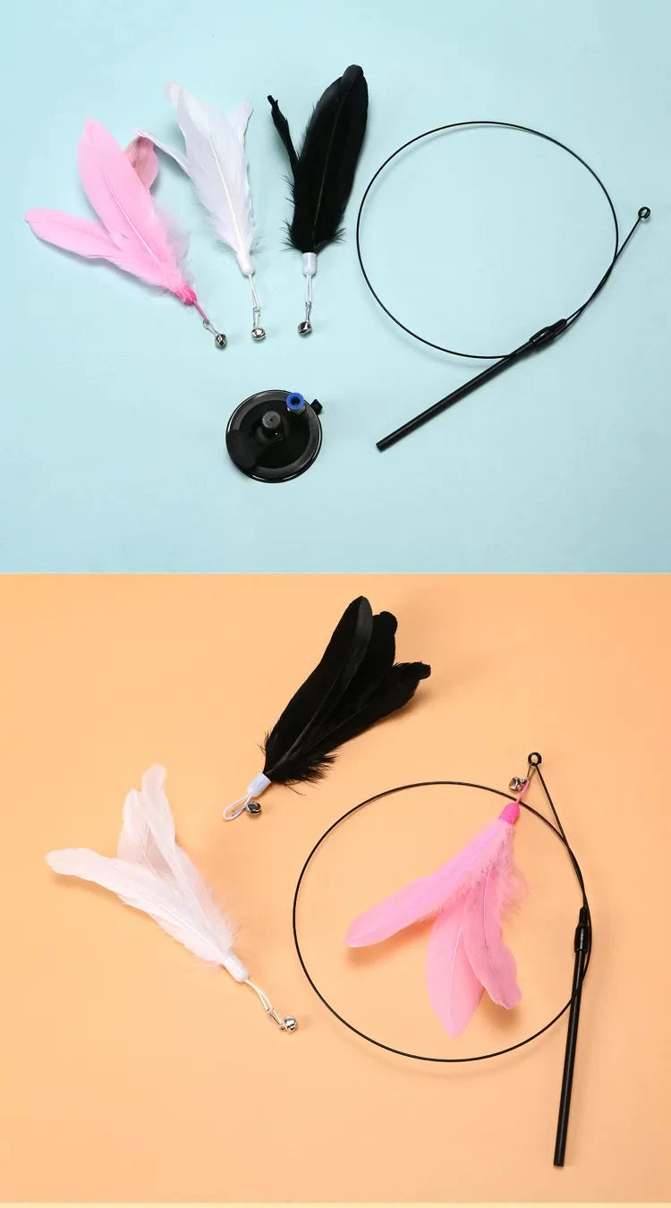 Varita Interactiva para Gatos | Juguete con Ventosa, Plumas y Simulación de Presa
