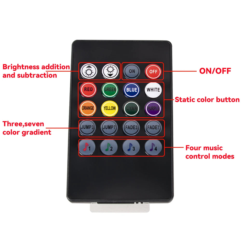 Tira LED RGB Ambiental para Interior de Auto — Control por App, Música y Mando a Distancia