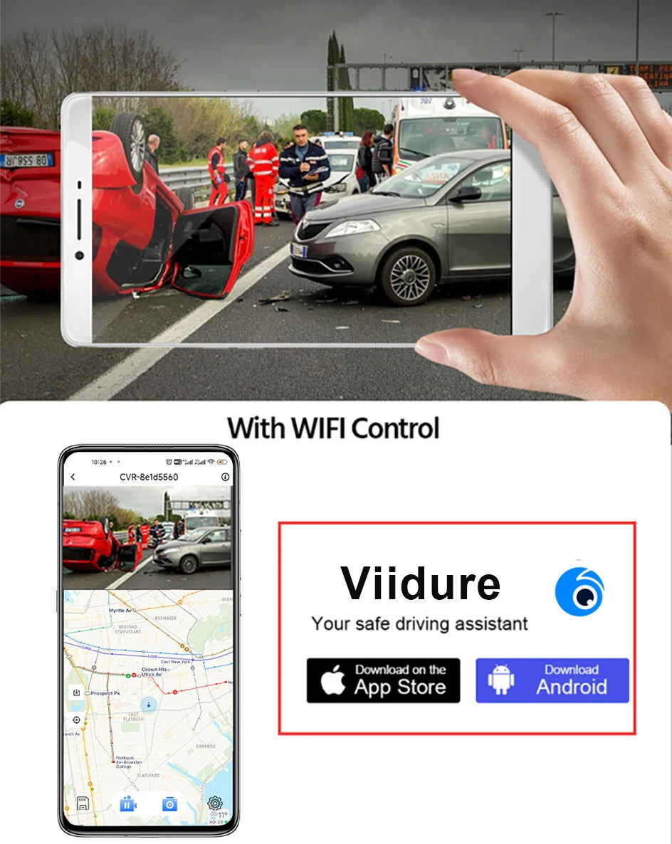 Cámara Dashcam 4K WiFi con Espejo Retrovisor 12" — Visión Trasera HD