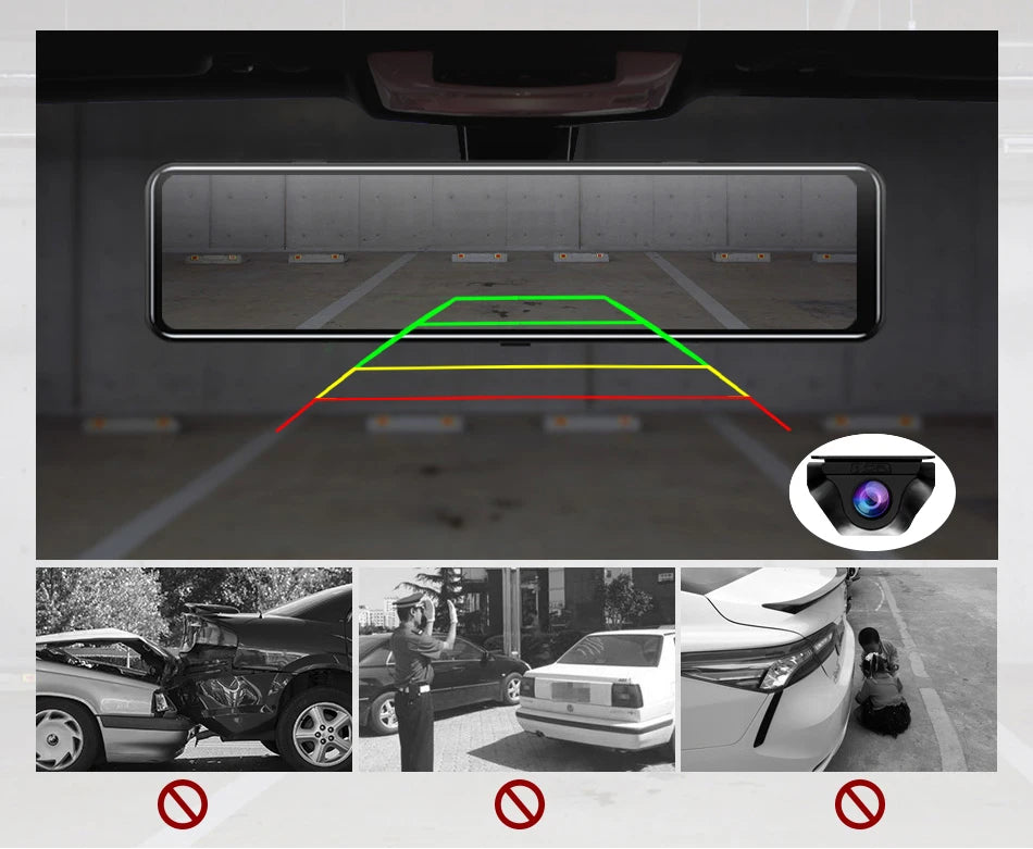 Cámara Dashcam 4K WiFi con Espejo Retrovisor 12" — Visión Trasera HD