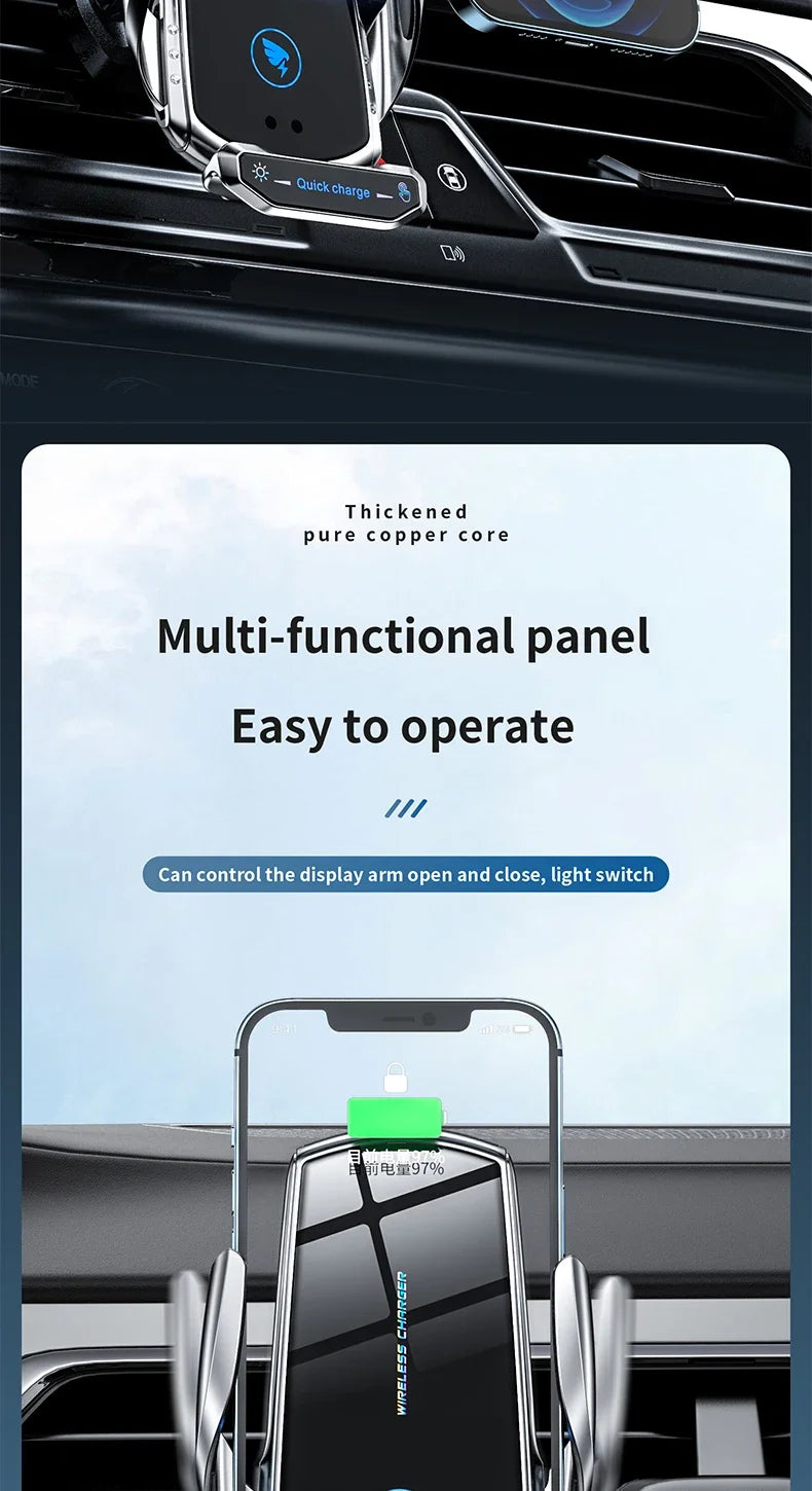 Cargador Inalámbrico Magnético 15W para Auto — Soporte iPhone, Samsung, Xiaomi