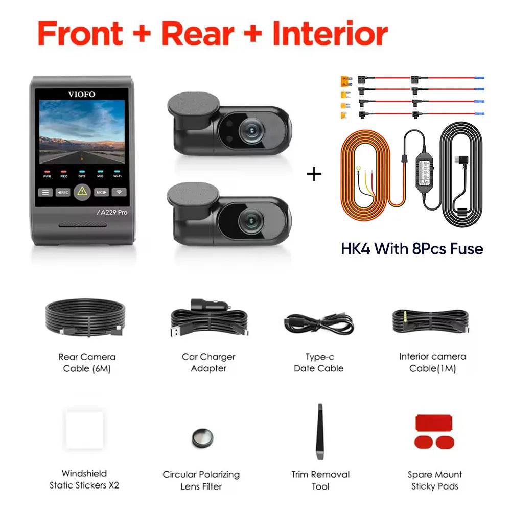 Cámara para Auto VIOFO 4K HDR WiFi — Modo Estacionamiento 24H