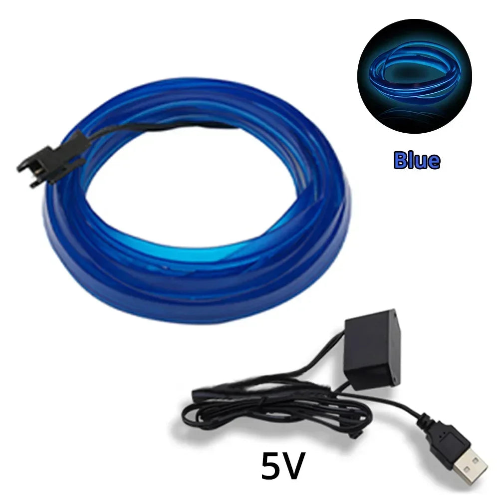 Tira LED Interior Auto 1M-5M - Luz Neón Flexible USB Decorativa