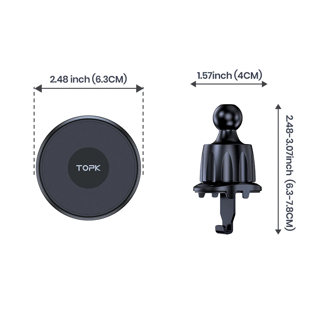 Soporte Magnético TOPK para Auto — Rejilla de Ventilación, Compatible Mag-Safe