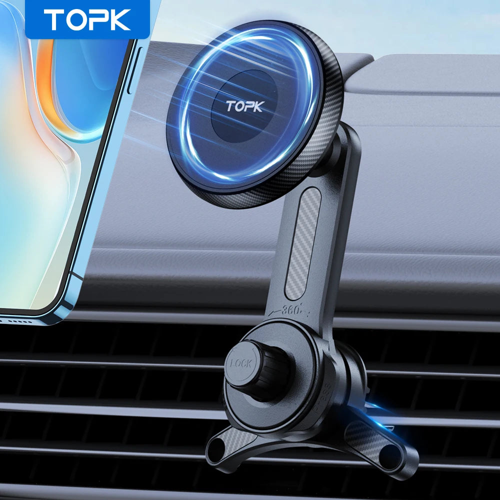 Soporte Magnético TOPK para Auto — Rejilla de Ventilación, Compatible Mag-Safe