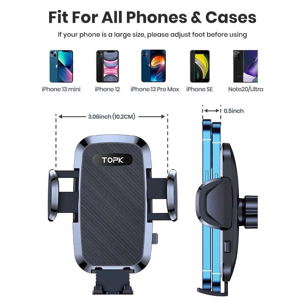 Soporte para Teléfono de Auto TOPK — Gravedad y Mag-Safe, Universal