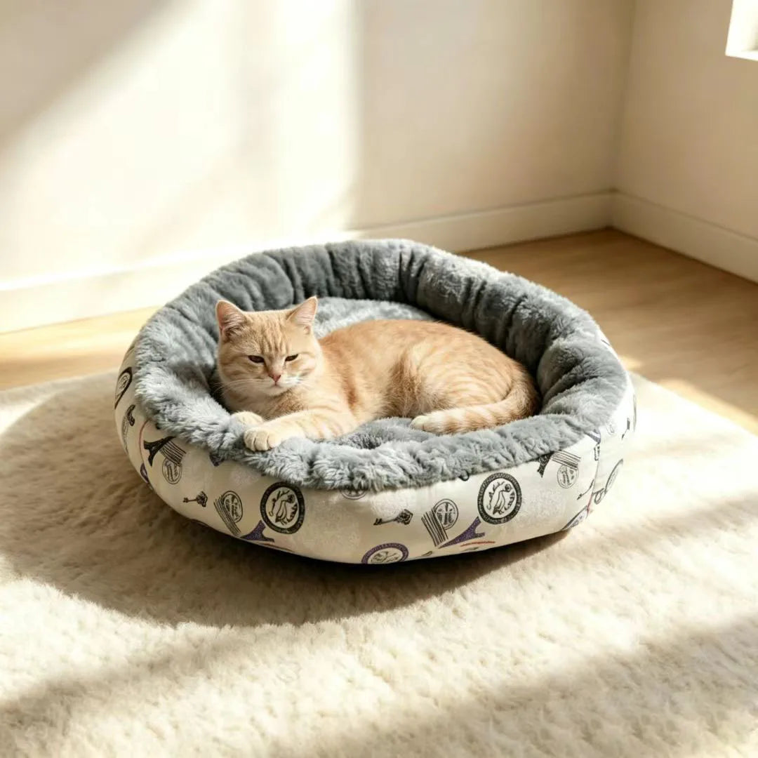 Cama Redonda de Pana para Gatos — Suave y Cálida