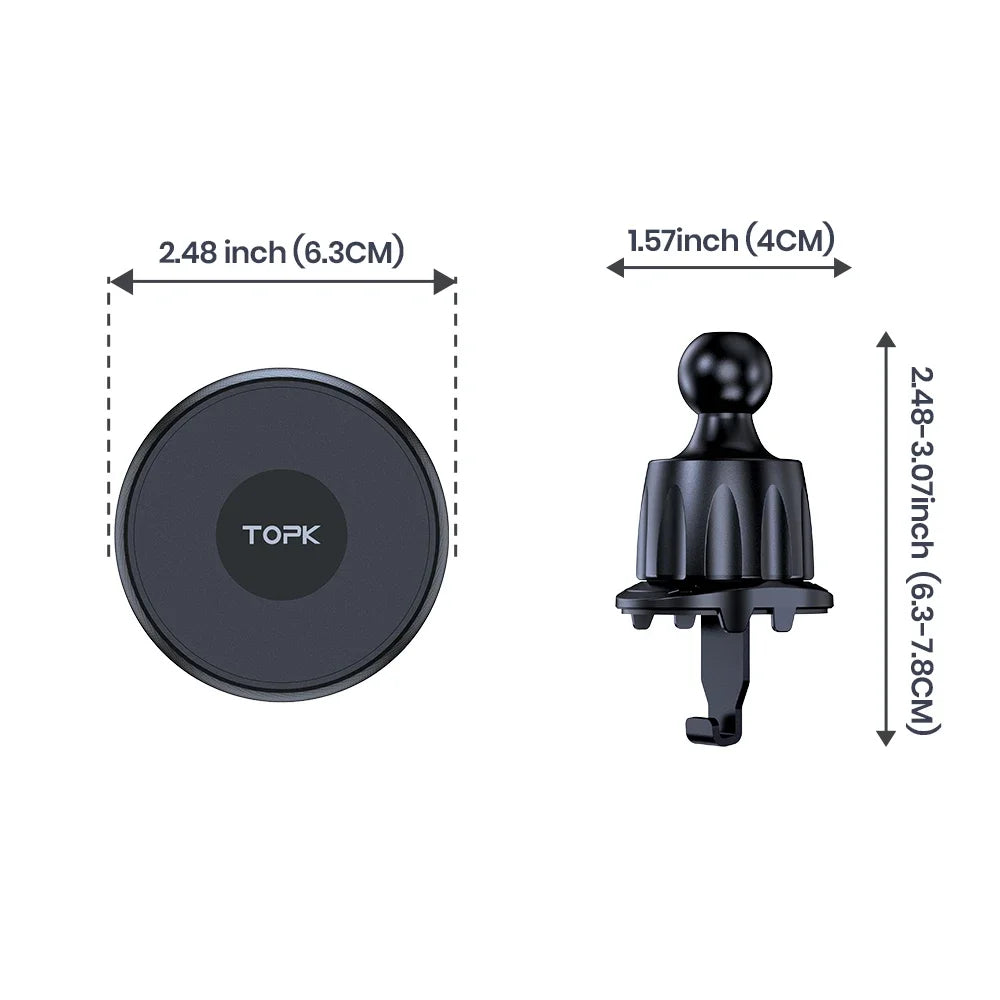 Soporte Magnético TOPK para Auto — Rejilla de Ventilación, Compatible Mag-Safe