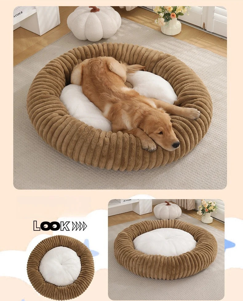 Nido de Lujo para Mascotas — Cama Circular de Felpa Gruesa