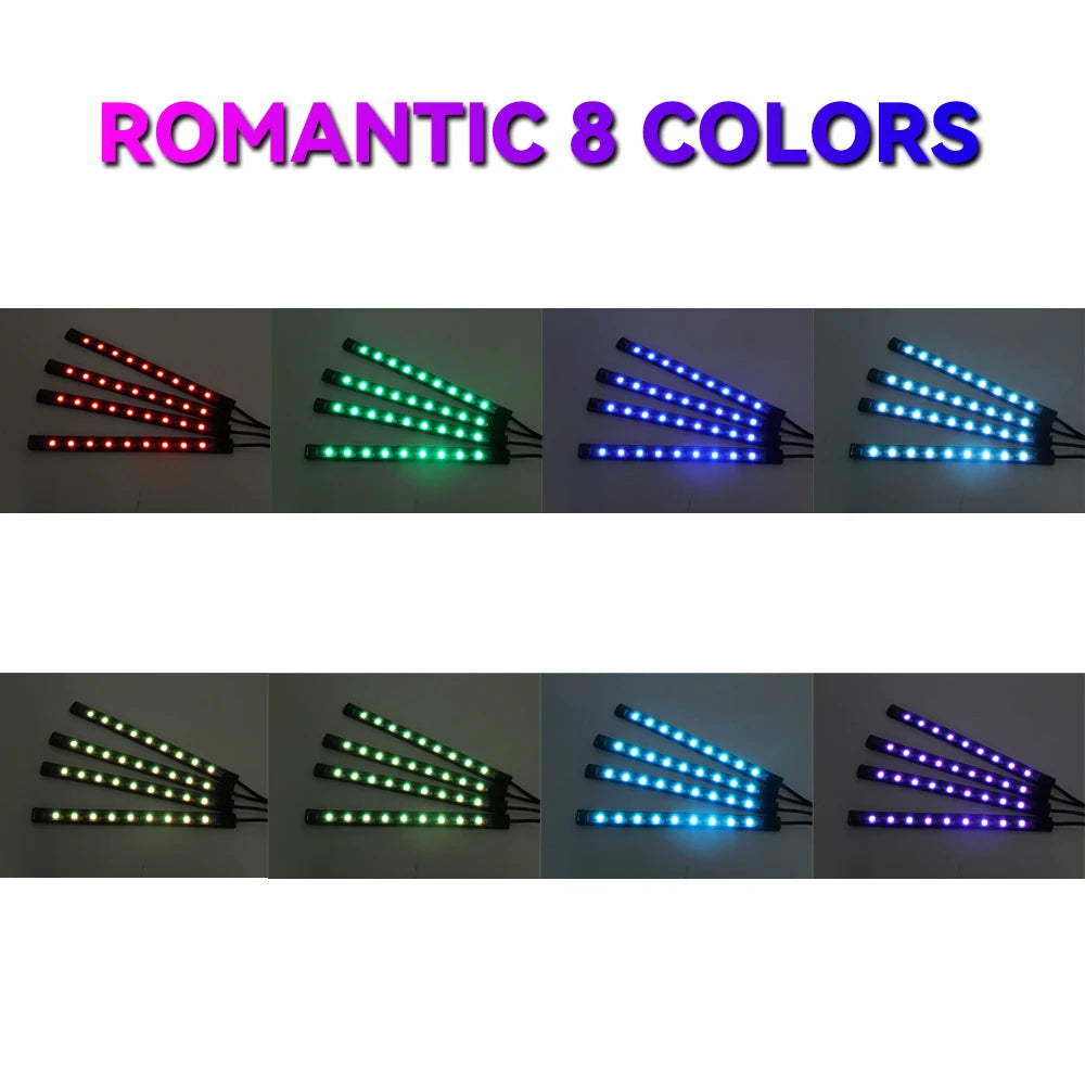 Tira LED RGB Ambiental para Interior de Auto — Control por App, Música y Mando a Distancia