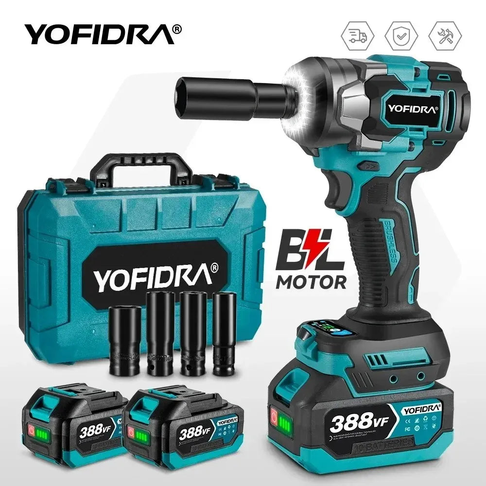 Llave de Impacto Eléctrica Sin Escobillas 1200 N·m — 5 Velocidades, 1/2", Compatible Batería Makita 18V