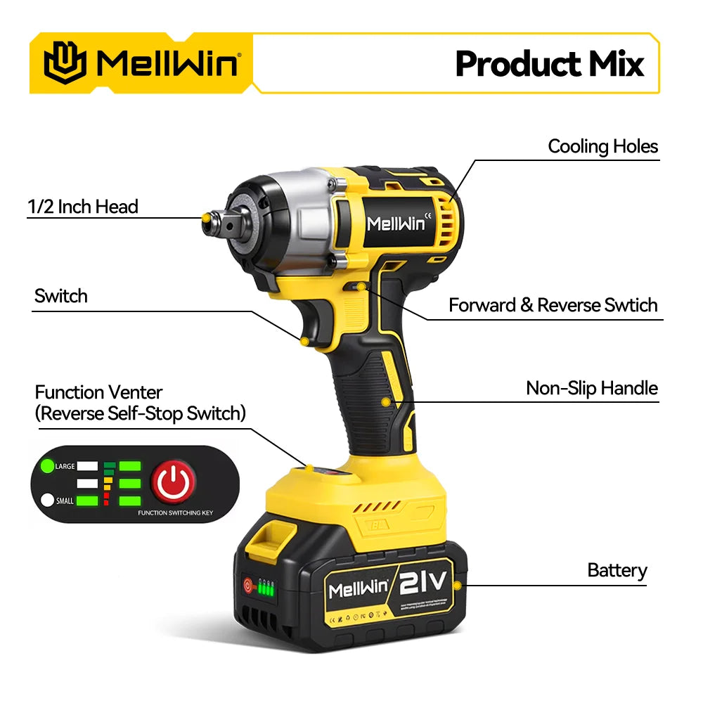 Llave Eléctrica 3 en 1 Sin Escobillas 520 N·m — Llave de Impacto + Destornillador + Taladro, Compatible Makita 18V