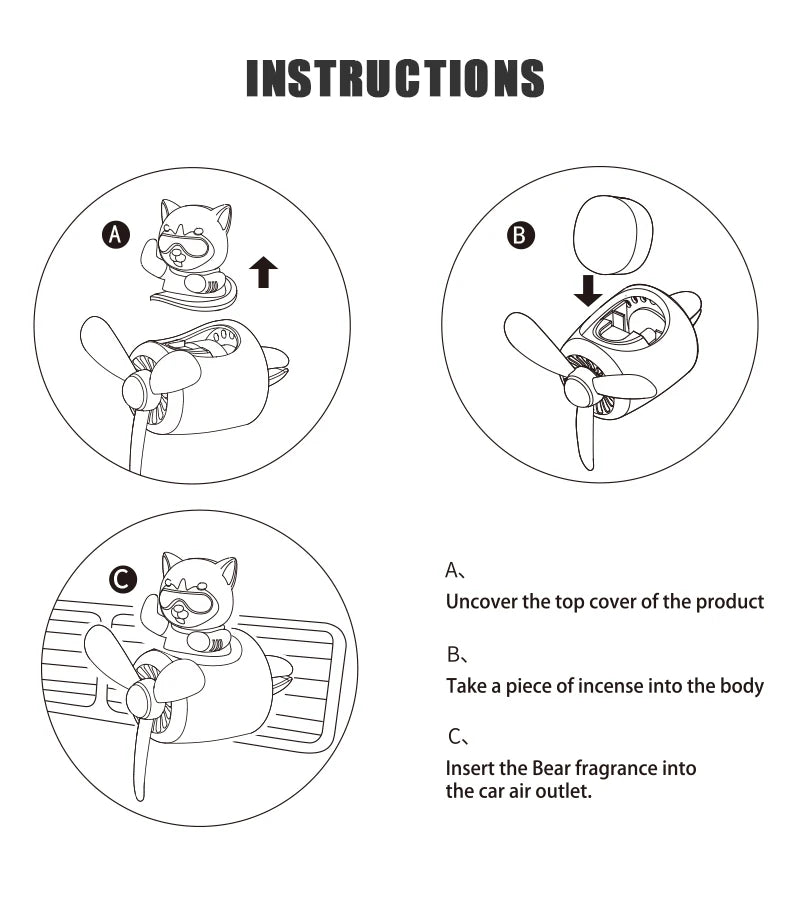 Ambientador Decorativo para Auto — Difusor de Perfume con Clip, Diseños Husky, Oso, Perro