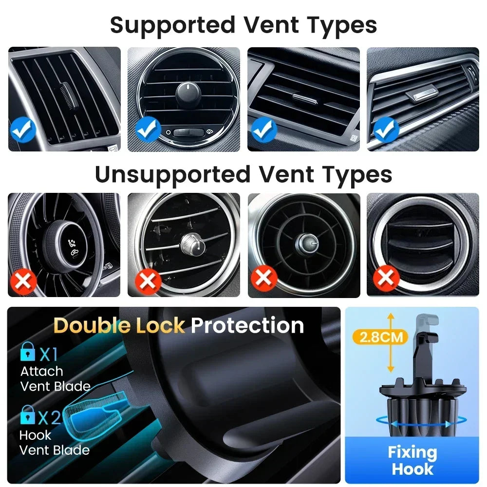 Soporte Magnético TOPK para Auto — Rejilla de Ventilación, Compatible Mag-Safe