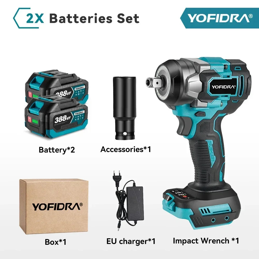 Llave de Impacto Eléctrica Sin Escobillas 1200 N·m — 5 Velocidades, 1/2", Compatible Batería Makita 18V