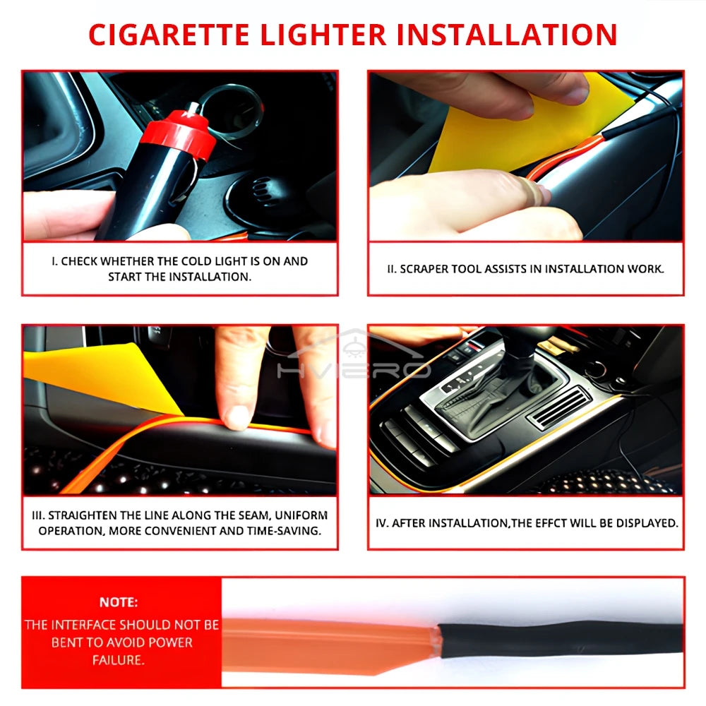 Tira LED Interior Auto 1M-5M - Luz Neón Flexible USB Decorativa