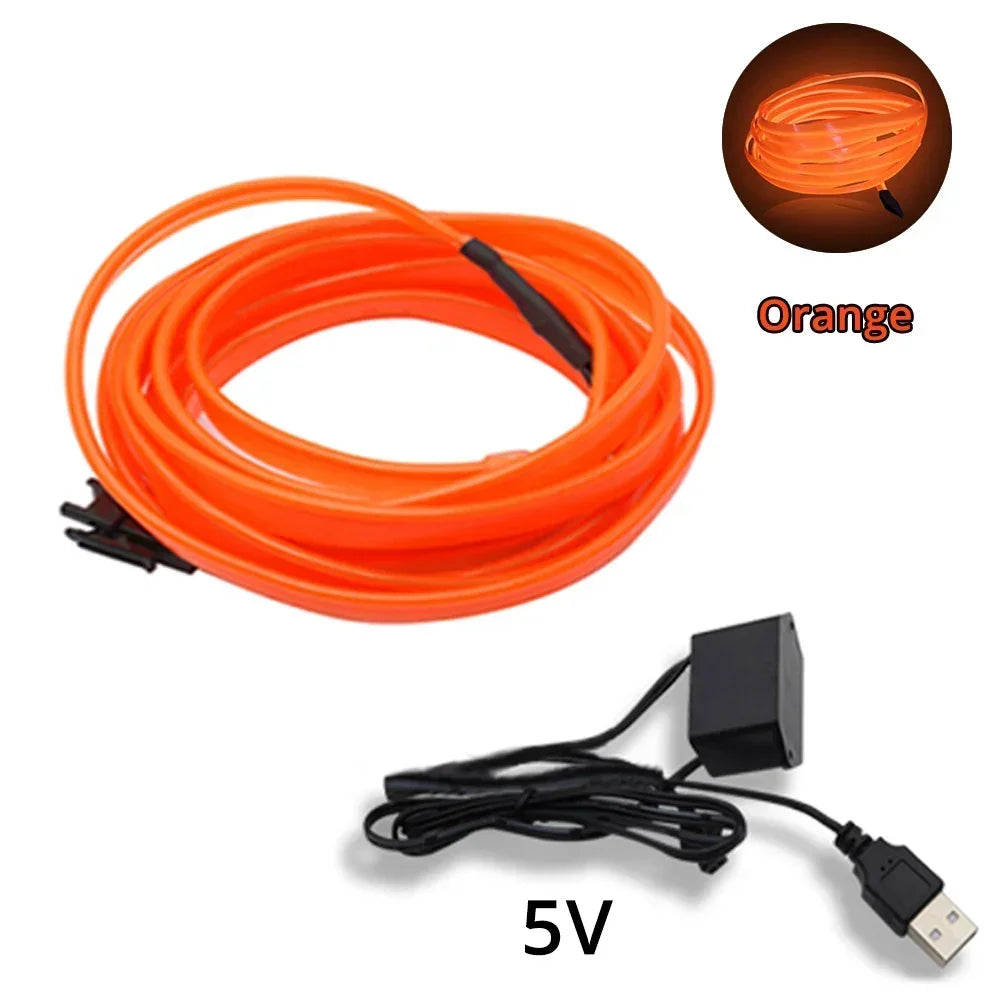 Tira LED Interior Auto 1M-5M - Luz Neón Flexible USB Decorativa