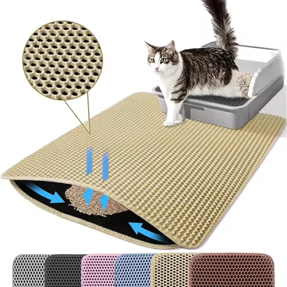 Alfombrilla Impermeable para Arenero de Gatos – Tapete Antideslizante Lavable con Doble Capa