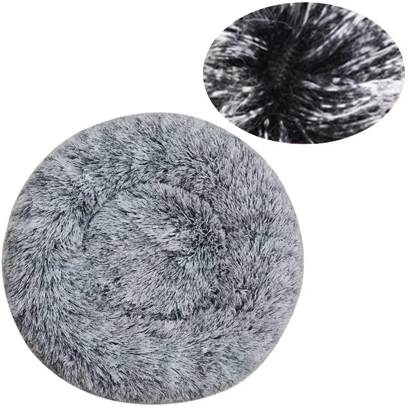 Cama Redonda de Felpa para Mascotas — Lavable, Tallas S a XL