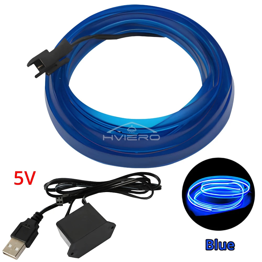 Tira LED Interior Auto 1M-5M - Luz Neón Flexible USB Decorativa