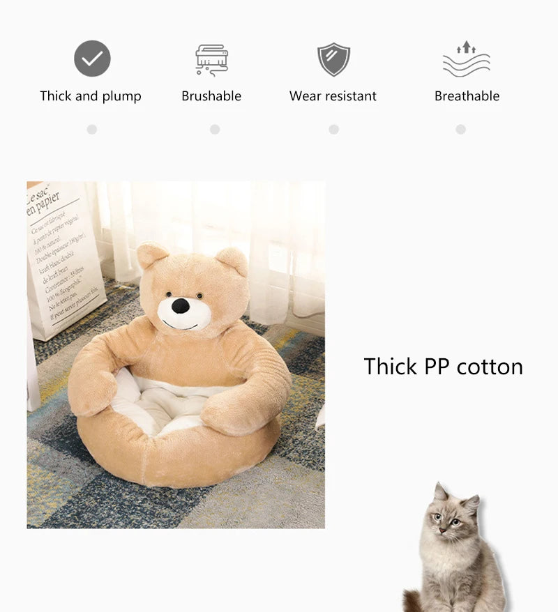 Cama Ultra Suave para Mascotas — Diseño Oso Abrazo | Perros y Gatos 🐻