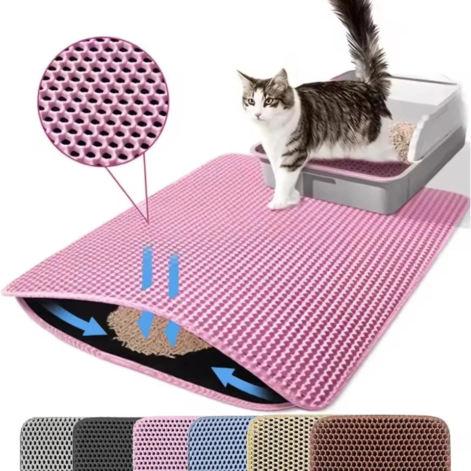 Alfombrilla Impermeable para Arenero de Gatos – Tapete Antideslizante Lavable con Doble Capa