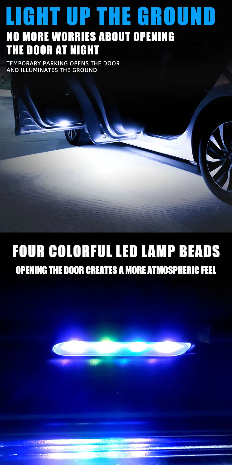 Luz de Bienvenida LED para Puerta de Auto — RGB, Inalámbrica, Anticolisión