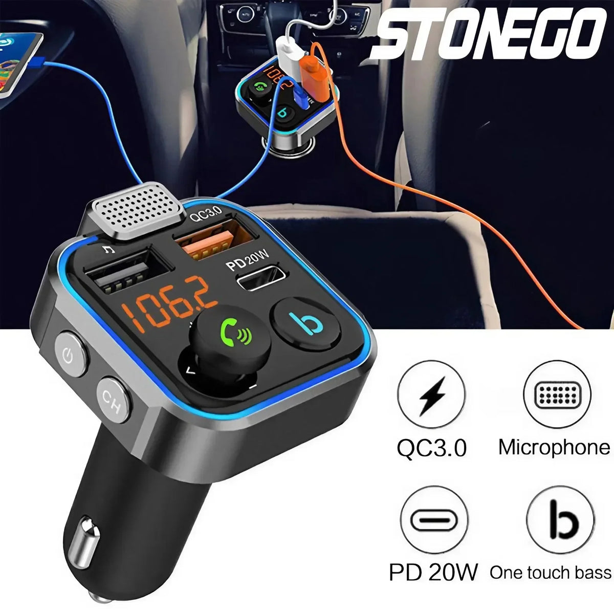 Cargador USB Dual para Auto 3.1A con Pantalla LCD — Voltímetro 12V/24V